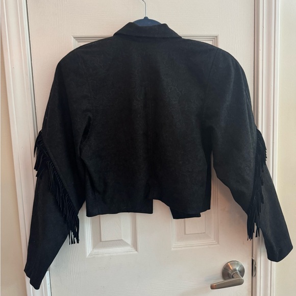 A. Byer Vintage Black Women's Cropped Jacket with Fringe Size Medium - Picture 2 of 7